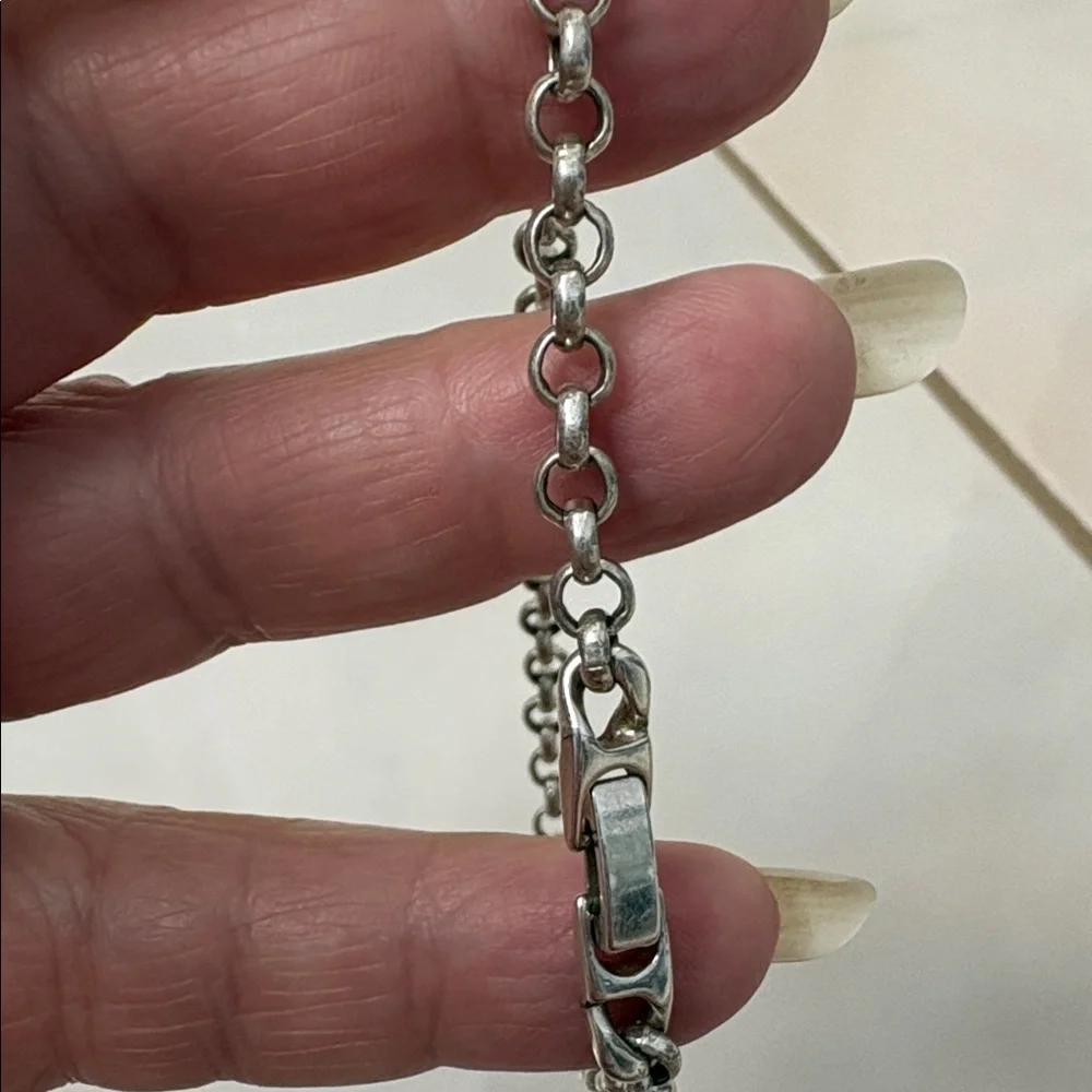 Silver Men’s Rolo Link Chain Bracelet Classic Link Design. 10”